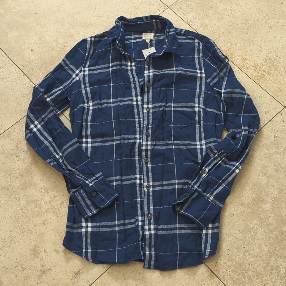 J Crew Blue Plaid Button up